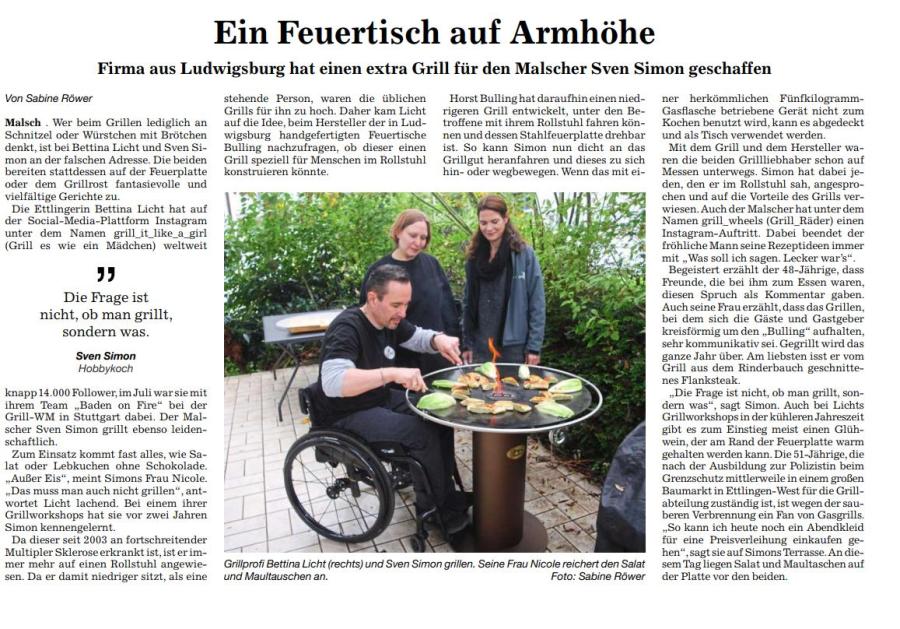 Barrierefreier Grilltisch - 78cm Arbeitshöhe - Feuerplatte drehbar
